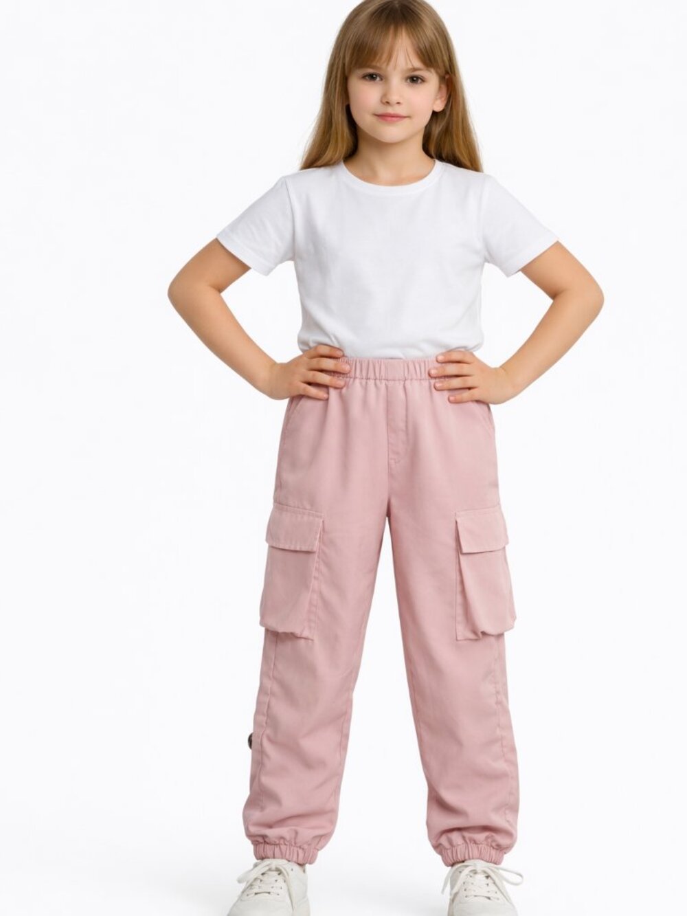 SHEIN Girls Cargo Pants Pink Large Jogger Flap Pocket L  (10/12)